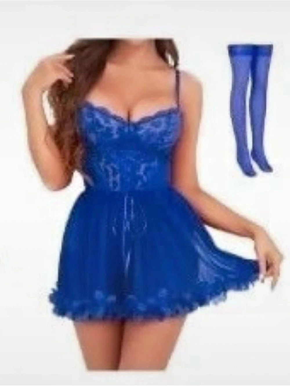 Blue Lace Mini Dress